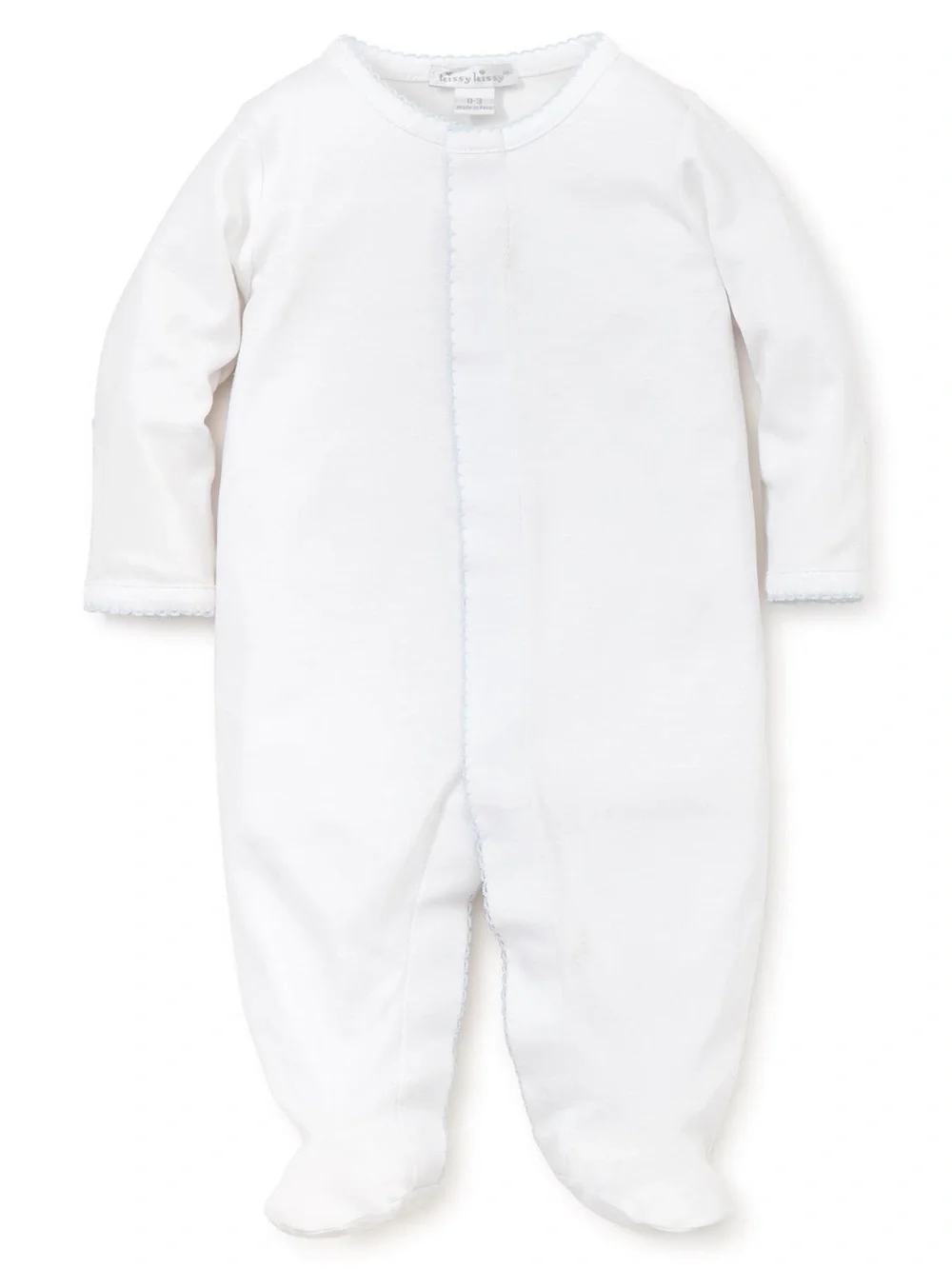 Kissy Kissy pima footies baby light blue trim shaps newborn mittens sleeper boy